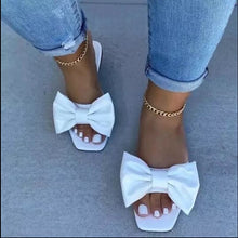 Load image into Gallery viewer, Women&#39;s shoes with bow knot square head low-heel flip-flops women sandals FS21S51