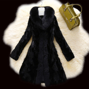 Real Mink Fur Coat Women with Fox Fur Collar Female Overcoat Winter jacket Women Jacket Fur Story FS16172