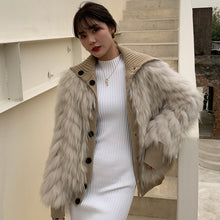 Load image into Gallery viewer, Young Fur Whole Skin Raccoon Dog Fur Car Stripe T-shirt with Coat on Both Sides 21111