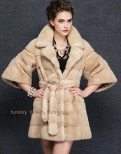 Load image into Gallery viewer, Women's Genuine Mink Fur Coat Women With Suit Collar Warm Long Overcoat  16047