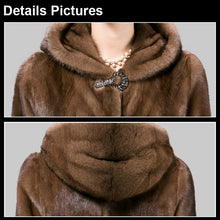 Load image into Gallery viewer, Women&#39;s Coats Real Mink Fur Coat Hoodie Slim Waist Style 16054