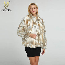 Load image into Gallery viewer, Women&#39;s  Real Rabbit Fur Coat Winter Real Fur Jacket  151249