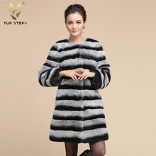 Load image into Gallery viewer, Real Rabbit Fur Coat Long Style Natural Fur Women&#39;s Coat 16122