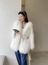 Load image into Gallery viewer, Raccoon Dog Fur Car Fur Coat Girdle Thin Fox Fur Coat Medium Length FS21113