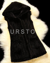 Load image into Gallery viewer, Women&#39;s Genuine Knitted Mink Fur Vest  Pocket Hoodie Jacket Plus Size 16295