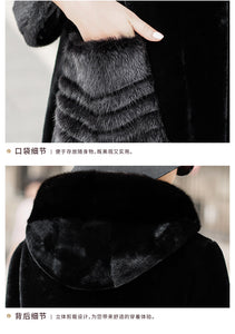 Winter Coat Women 2021 Mink Fur Pocket Hooded Coat Sheep Fur Integrated Women's Mid Long Coat Winter FS21140