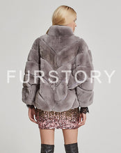 Load image into Gallery viewer, Women&#39;s Coats Real rabbit Fur Coat with Bat Sleeve Winter jacket Stand collar 17156