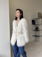 Load image into Gallery viewer, Raccoon Dog Fur Car Fur Coat Girdle Thin Fox Fur Coat Medium Length FS21113