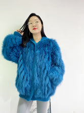 Load image into Gallery viewer, Fur Coat Women  Autumn and Winter 2021 New Fox Hair Car Stripe Mink Fur Women&#39;s Mid Long Hooded Coat Knitted Loose Coat FS21115