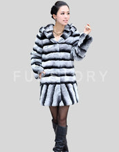 Load image into Gallery viewer, Women&#39;s Genuine Rabbit Fur Coat Chinchilla Color Winter jacket 15192