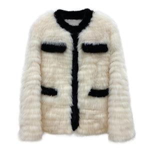 FS21122 Fur Coat Autumn and Winter 2021 New Car Stripe Fox Fur Grass Coat for Young Women