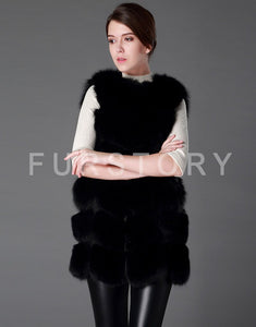 Women's Genuine Rabbit Fur Vest long style garment Women 15207