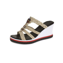 Load image into Gallery viewer, Sandals women&#39;s high-heeled wedge-heel platform non-slip outer wear women&#39;s sandals FS21S45