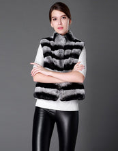 Load image into Gallery viewer, Women Vest Real Rex Rabbit Fur Waistcoat Chinchilla Color Natural Fur Vest Female 16206