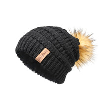 Load image into Gallery viewer, Knit Beanie Hat Faux Fur Pom Caps