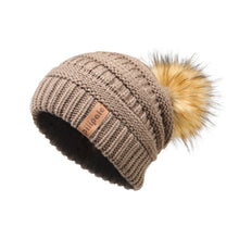 Load image into Gallery viewer, Knit Beanie Hat Faux Fur Pom Caps