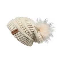 Load image into Gallery viewer, Knit Beanie Hat Faux Fur Pom Caps