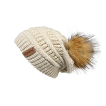 Load image into Gallery viewer, Knit Beanie Hat Faux Fur Pom Caps