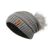 Load image into Gallery viewer, Knit Beanie Hat Faux Fur Pom Caps