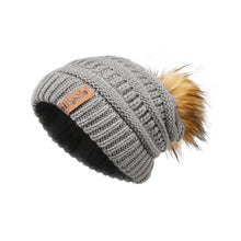 Load image into Gallery viewer, Knit Beanie Hat Faux Fur Pom Caps