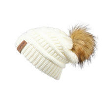 Load image into Gallery viewer, Knit Beanie Hat Faux Fur Pom Caps