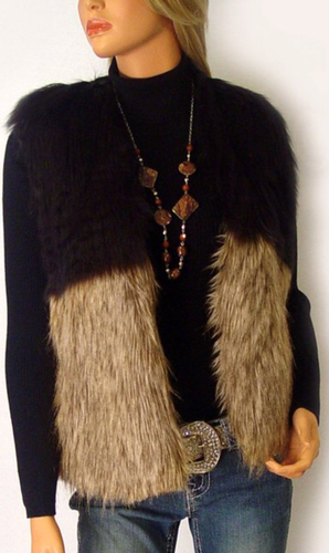 UE FS18220 Knitted Raccoon fur vest for women