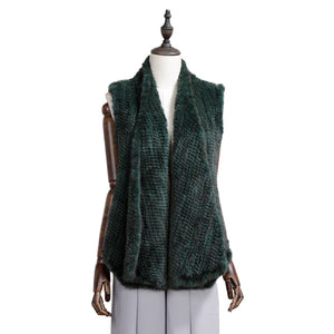 Knitted Real Mink fur Vest For Women 16286