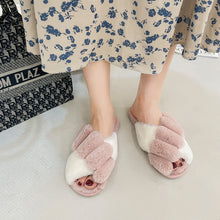 Load image into Gallery viewer, Women&#39;s Cross Band Open Toe Soft Plush Fleece Non-Slip Slippers 22S20