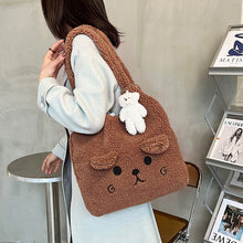 Load image into Gallery viewer, Fluffy Plush Tote Bag for Women Cute Bear Tote Bag 22452