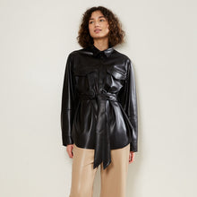 Load image into Gallery viewer, FUR STORY Women’s Faux  Leather Jacket Lapel Button Up Blazer Biker Coat 22L01