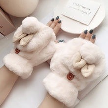 Load image into Gallery viewer, Winter Warm Gloves Cute Gloves Soft Plush Convertible Flip Fingerless Thick Gloves 22834