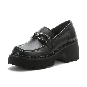 FUR STORY Women's Classic Simple high Heel Comfortable Slip On leather Shoes 22L06