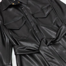 Load image into Gallery viewer, FUR STORY Women’s Faux  Leather Jacket Lapel Button Up Blazer Biker Coat 22L01