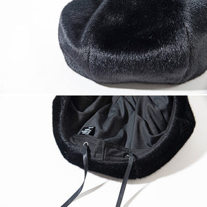 Faux Fur Furry Beret Hats Fluffy Fuzzy Warm French Beret for Women 22619