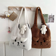 Load image into Gallery viewer, Fluffy Plush Tote Bag for Women Cute Bear Tote Bag 22452