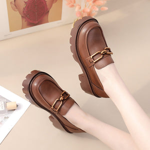FUR STORY Women's Classic Simple high Heel Comfortable Slip On leather Shoes 22L06