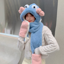 Load image into Gallery viewer, Winter Warm Women Hoodie Hat Scarf Gloves Set Soft Plush Thick Warm Hat 22620