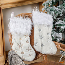 Load image into Gallery viewer, Sequin Snowflake Christmas Stockings Candy Gift Bags 22868