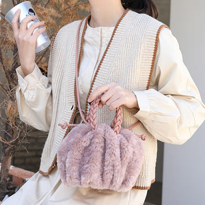 Women Plush Bag Tote Bags Soft Fuzzy Handbag Shoulder Bag 22439