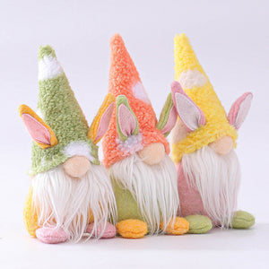 Easter Bunny Gnome Elf Plush Rabbit Figurine Handicraft Spring Home Decoration Ornaments 22B68