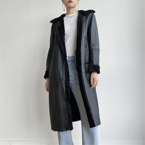 OFTBUY 2020 New Luxury Real Fur Coat Winter Jacket Women Genuine Leather Double Faced Fur Merino Sheep Fur Outerwear Streetwear