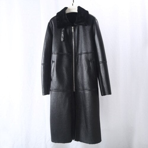 OFTBUY 2020 New Luxury Real Fur Coat Winter Jacket Women Genuine Leather Double Faced Fur Merino Sheep Fur Outerwear Streetwear