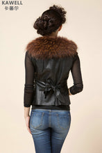 Load image into Gallery viewer, UE FS18221 Genuine lamb leather Vest with removable Raccoon Collar