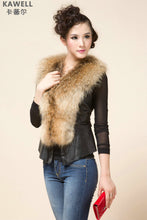 Load image into Gallery viewer, UE FS18221 Genuine lamb leather Vest with removable Raccoon Collar