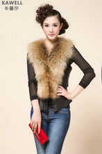 Load image into Gallery viewer, UE FS18221 Genuine lamb leather Vest with removable Raccoon Collar