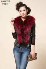 Load image into Gallery viewer, UE FS18221 Genuine lamb leather Vest with removable Raccoon Collar