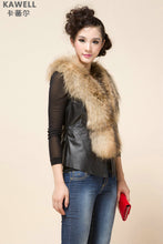 Load image into Gallery viewer, UE FS18221 Genuine lamb leather Vest with removable Raccoon Collar