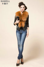 Load image into Gallery viewer, UE FS18221 Genuine lamb leather Vest with removable Raccoon Collar