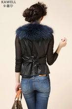 Load image into Gallery viewer, UE FS18221 Genuine lamb leather Vest with removable Raccoon Collar