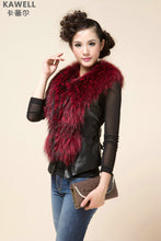 Load image into Gallery viewer, UE FS18221 Genuine lamb leather Vest with removable Raccoon Collar